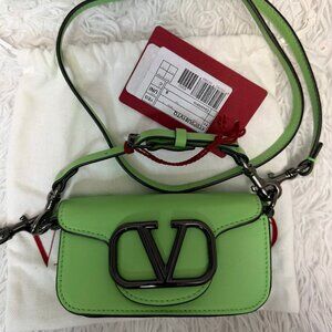 VALENTINO GARAVANI Calfskin Vlogo Micro Loco Shoulder Bag in green